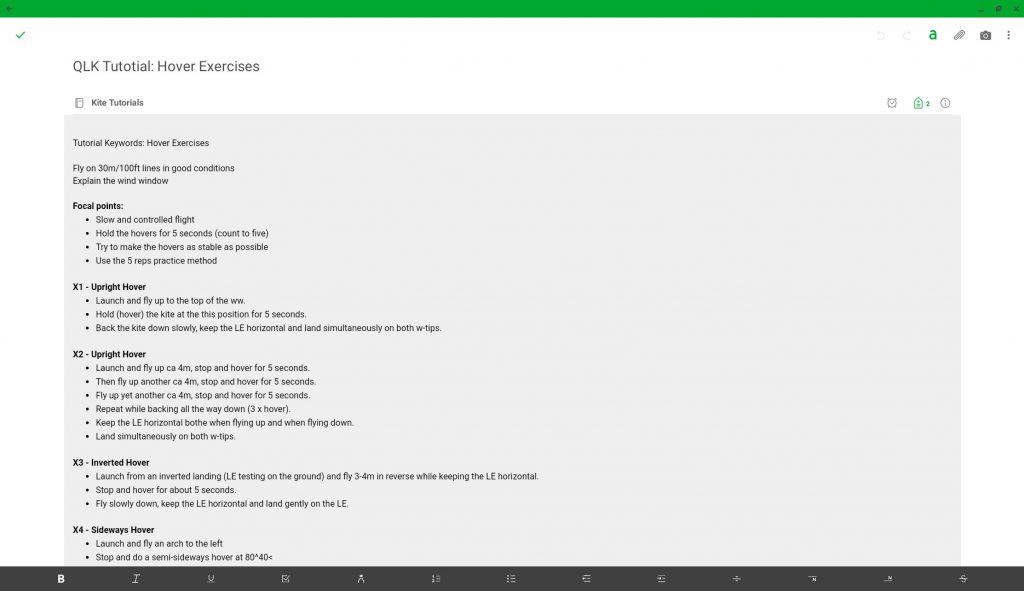 Example of a tutorial description in Evernote