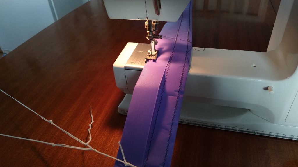 Sewing the pocket for the glass fibre rod