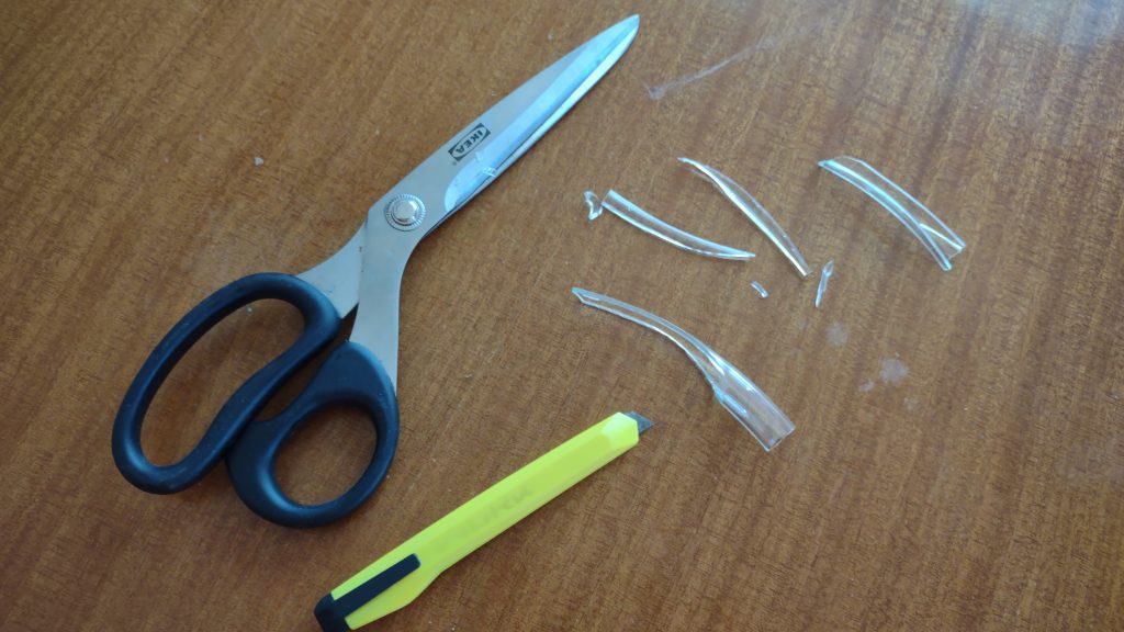 Trimming the plastic tubing