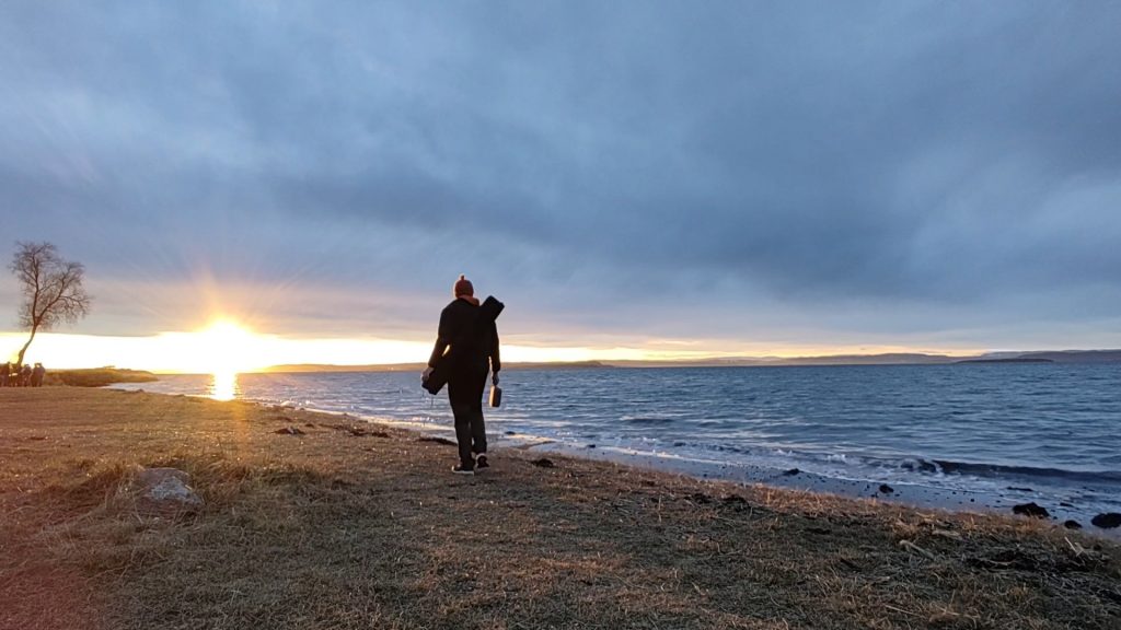 Walking down the beach