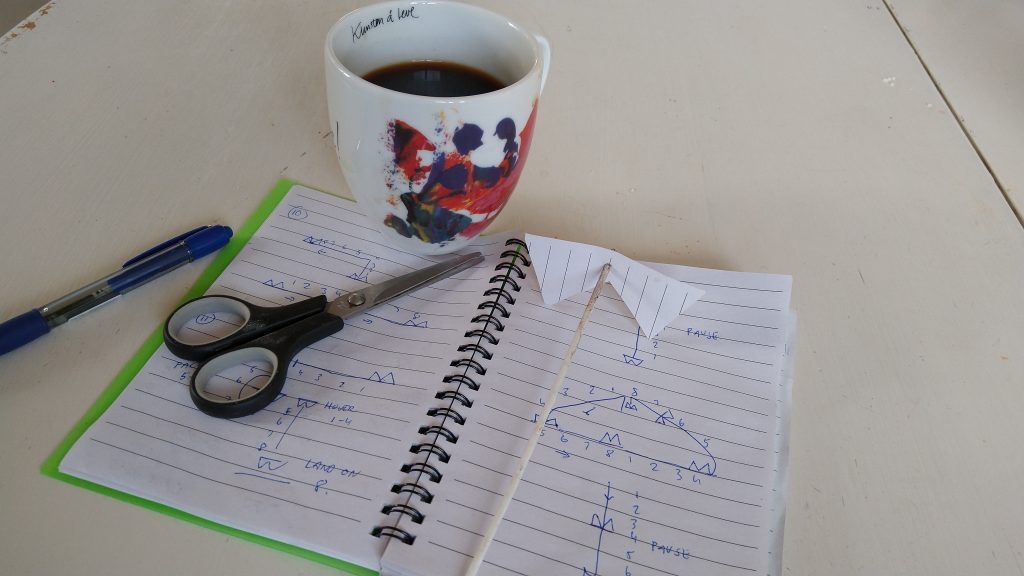 Next you will need a cup of coffee, pen and paper and a quad-on-a-stick