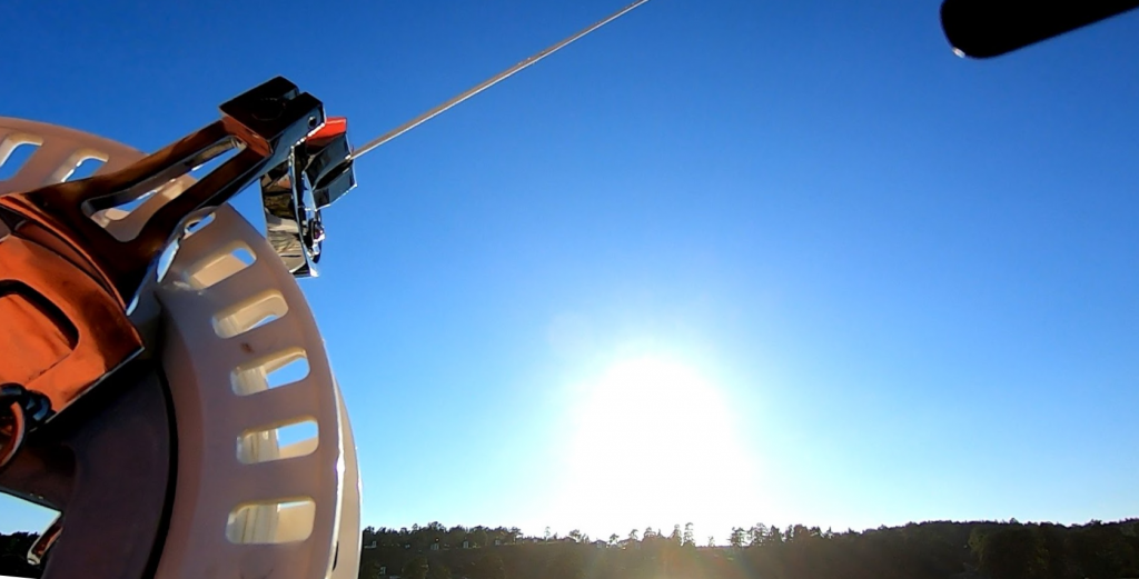 Kite line reel in the sunset