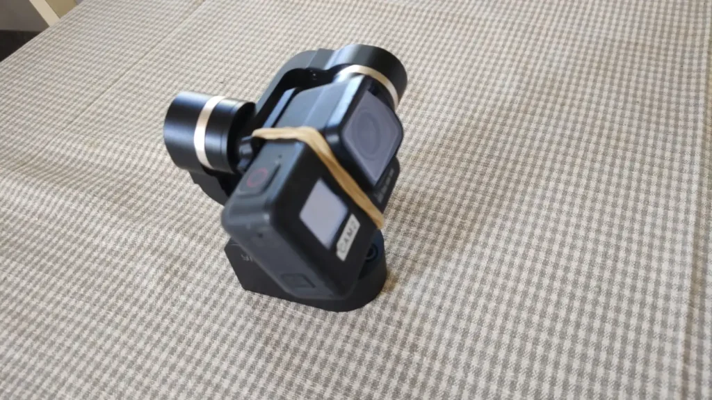 The YI 3-axis gimbal with GoPro DIY mount (blurry)