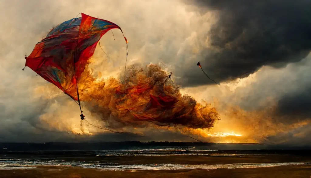 Sunset kite flying - created usin AI tools