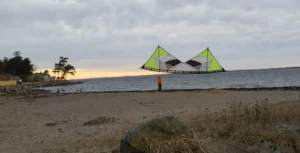 Flying the Semivented A-Quad at low tide