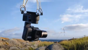 Closeup of a GoPro camera in a KAP rig