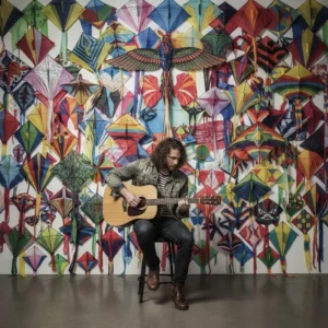 Guitar Man creating kite video soundtracks