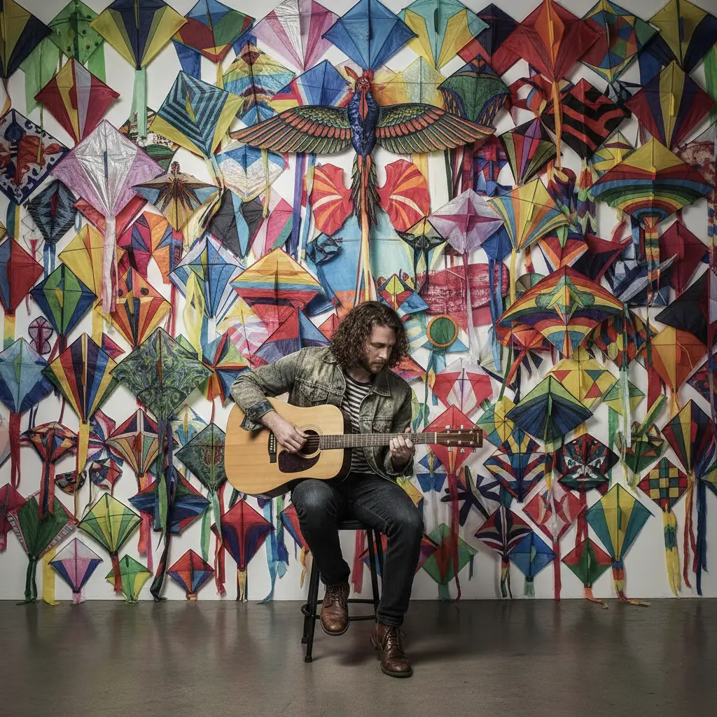 Guitar Man creating kite video soundtracks