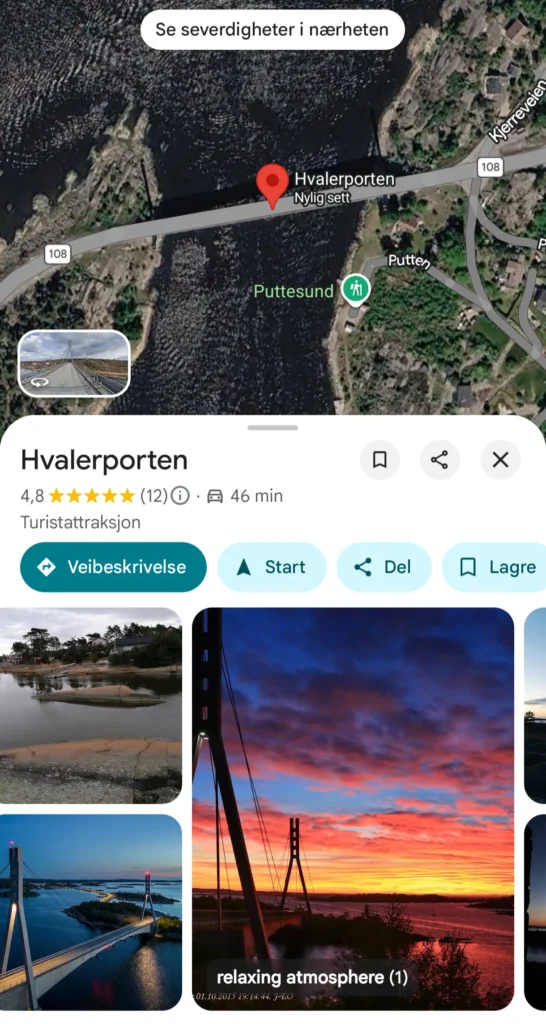 Google Maps Flying location - Hvalerporten Bridge