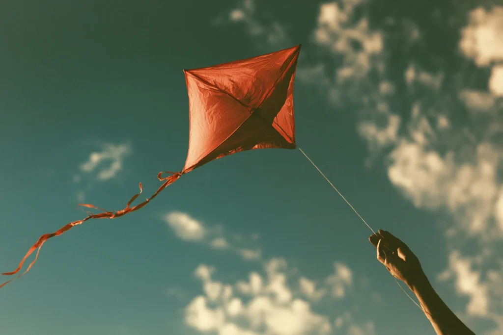 A single lined kite on a string