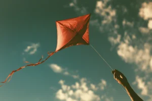 A single lined kite on a string