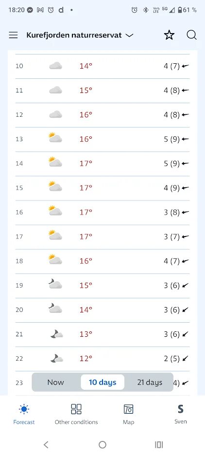 Weather forecast for Kurefjorden, September 30, 2026